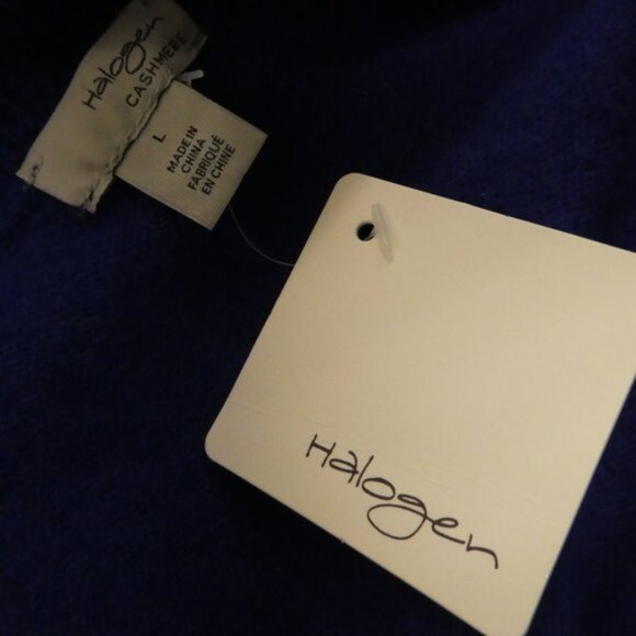 Halogen Nordstrom blue v neck cashmere sweater L - Picture 6 of 6